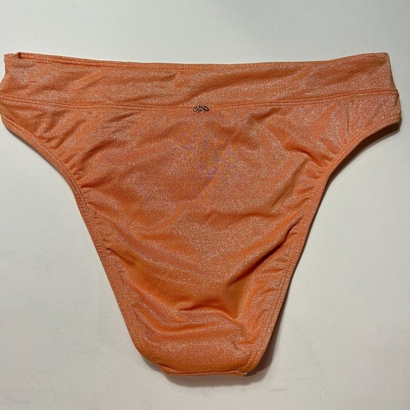 PilyQ PQ Citrine High Waist Teeny Orange Shimmer Swim Bikini Bottom Size L NWT - Picture 9 of 10